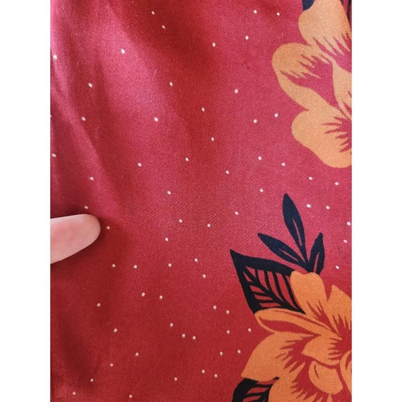 NWD Farm Rio x Anthropologie One-Shoulder Printed Satin Jumpsuit Sz S Red 9D403 - Picture 11 of 16
